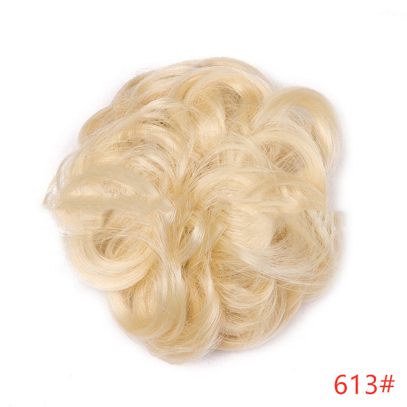 Europe, Japan, and South Korea popular hair bun fluffy natural drawstring curly hair ball head hair ring hair set female hair accessories chemical fiber hair Europe, Japan, and South Korea popular hair bun fluffy natural drawstring curly hair ball head hair ring hair set female hair accessories chemical fiber hair
